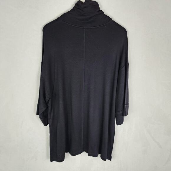 Donna Karan Sleepwear Poncho Women S/M Knit Hooded Black French Terry Soft Cozy - Picture 6 of 10